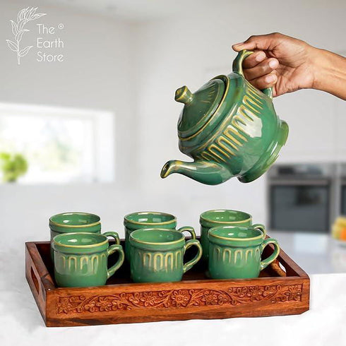 Ceramic Green Studio Pottery Tea Set - The Earth Store - Tea Sets